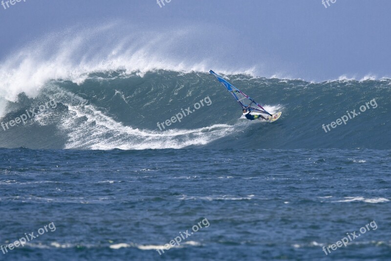 Wind Surfing Big Waves Splash Speed Ujung Origin