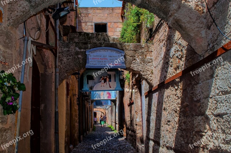 Narrow Alley Rhodhos Rhodhos-old Town Free Photos