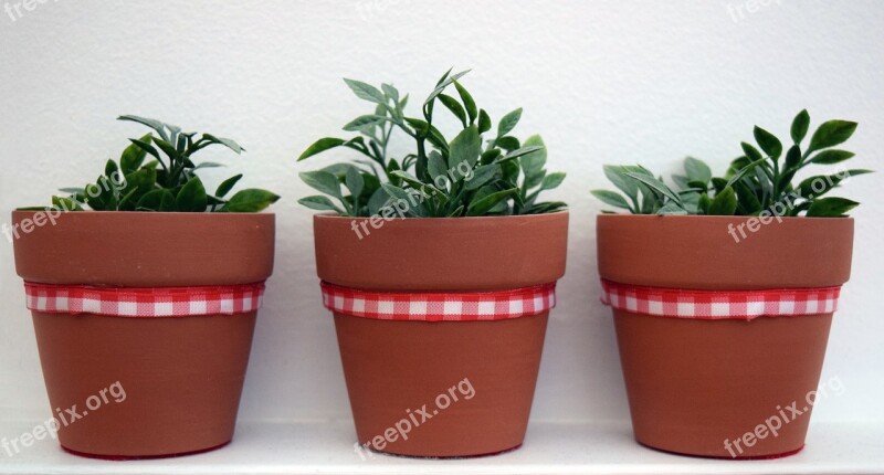 Plants Synthetic Stoneware Red Ribbon Tiles Three