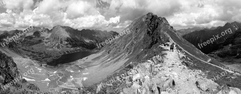 Mountains Tatry Panorama Landscape Black And White