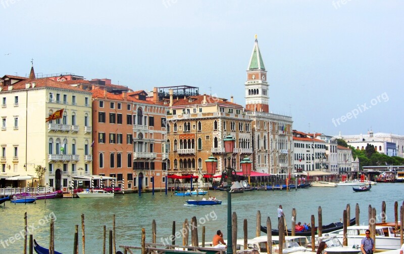 Venice Italy Gondolas Barca Channel