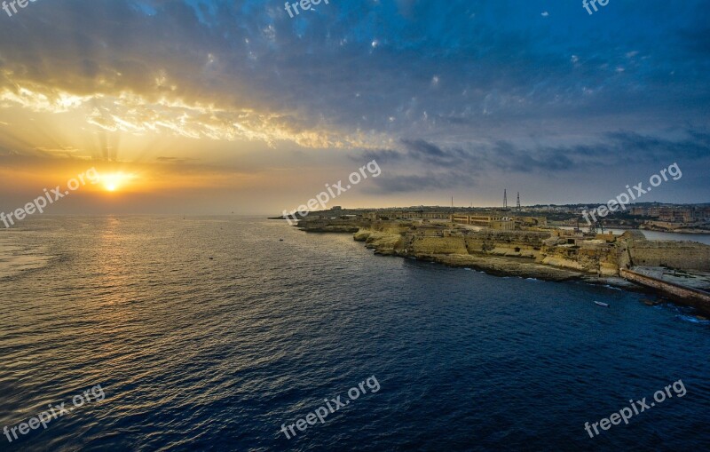 Sunrise Sunset Malta Harbor Bay