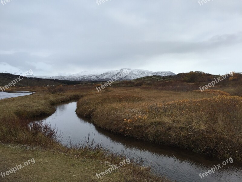 Iceland The Nature Of The Mountain Snow Autumn