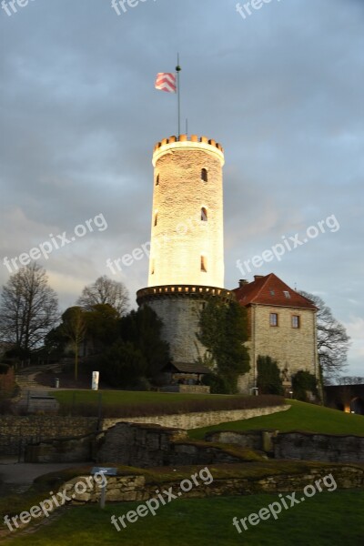 Sparrenburg Bielefeld Tower Twilight Historically