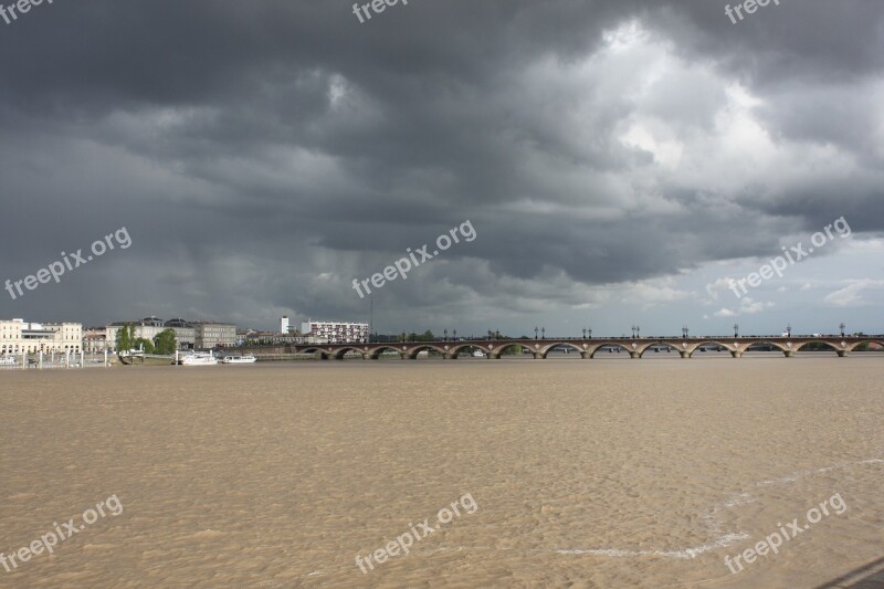 Bordeaux Clouds Garonne Bridge Free Photos