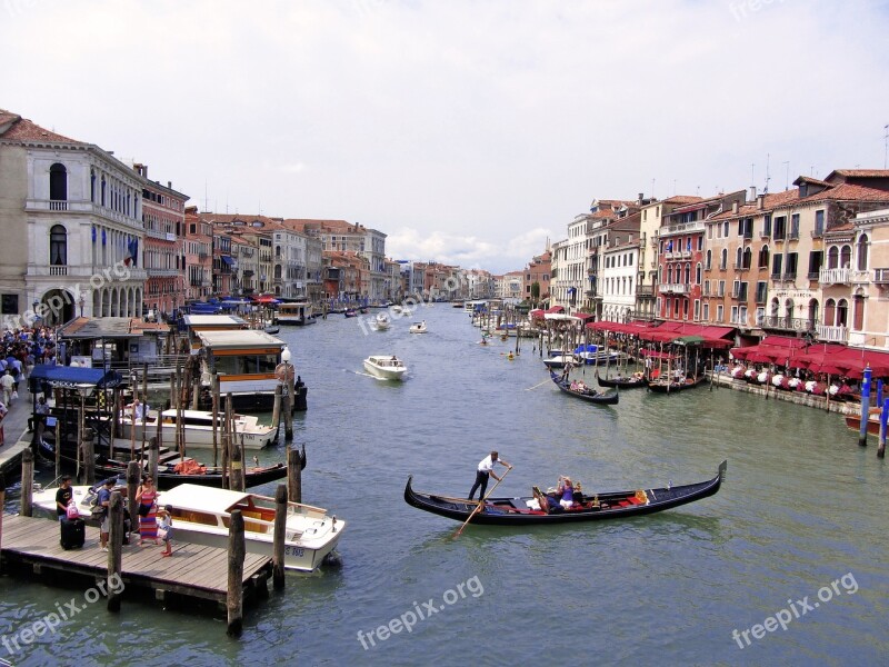 Venice Channel Italy Gondolas Landscape