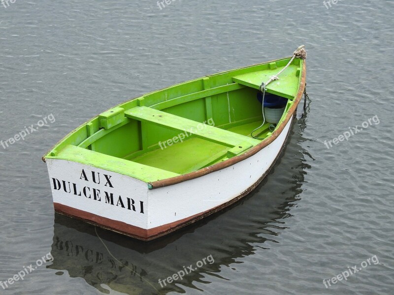 Fishing Boat Green Boat Fisherman Rowing Boat