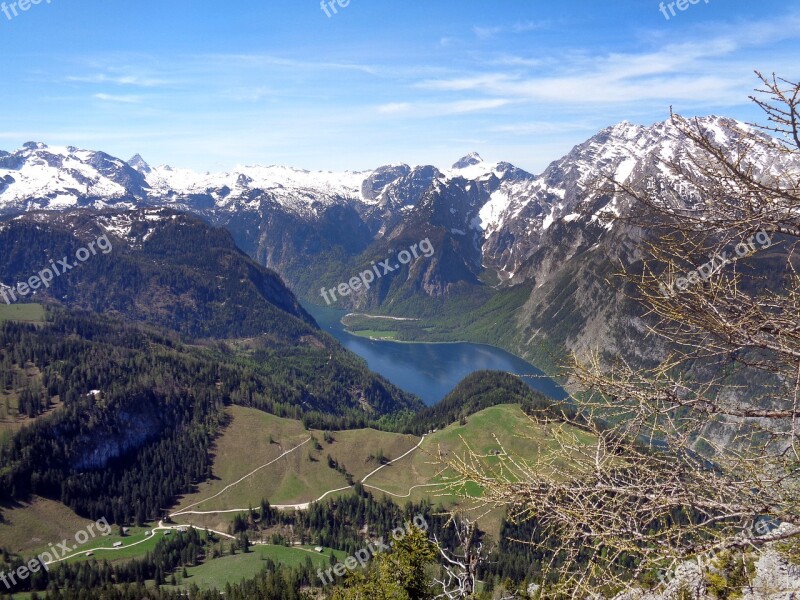 King Lake Mountains Bavaria Alpine Nature