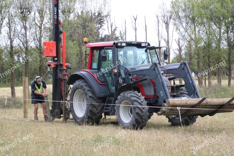 Tractor Fencing Farm Rural Pasture