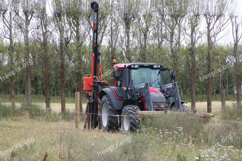 Tractor Fencing Paddock Farm Rural