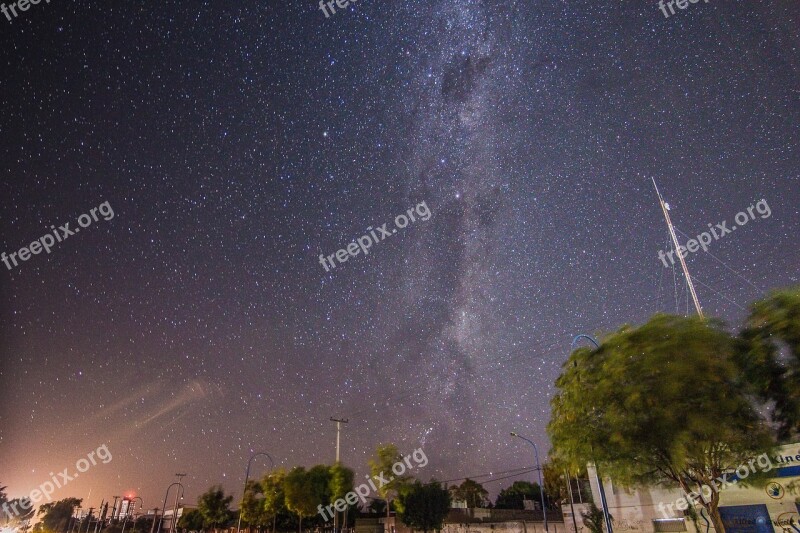 Starry Sky Milky Way Night City Star