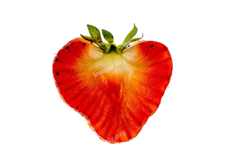 Macro White Background Fruit Strawberry Red