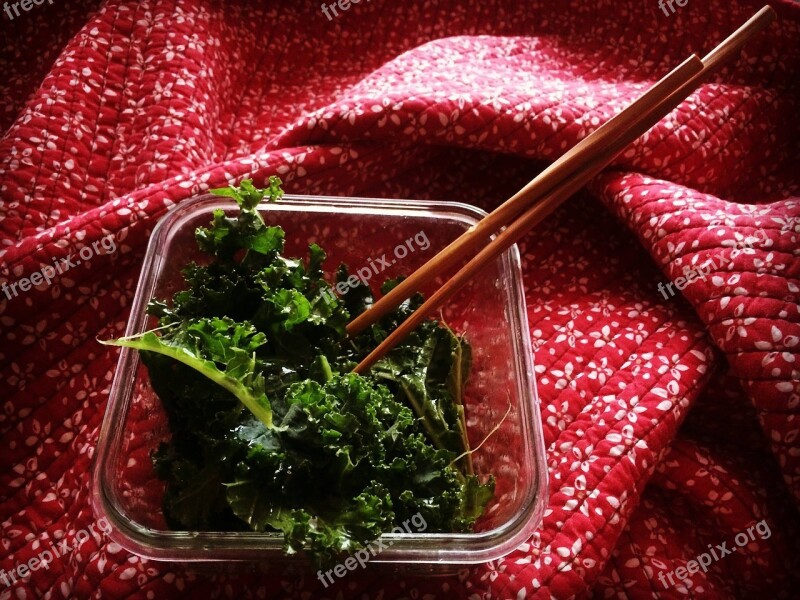 Chopsticks Food Cuisine Kale Green