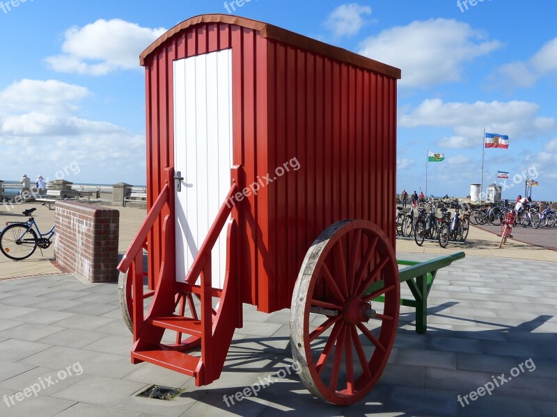 Wood Car Changing Room Borkum Nostalgia Funny