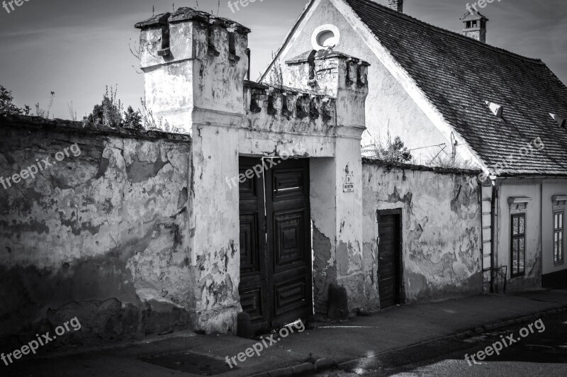 Sümeg Street Old Black And White City