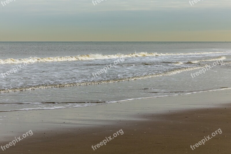 Beach Sea Quiet Morning Sun Clouds