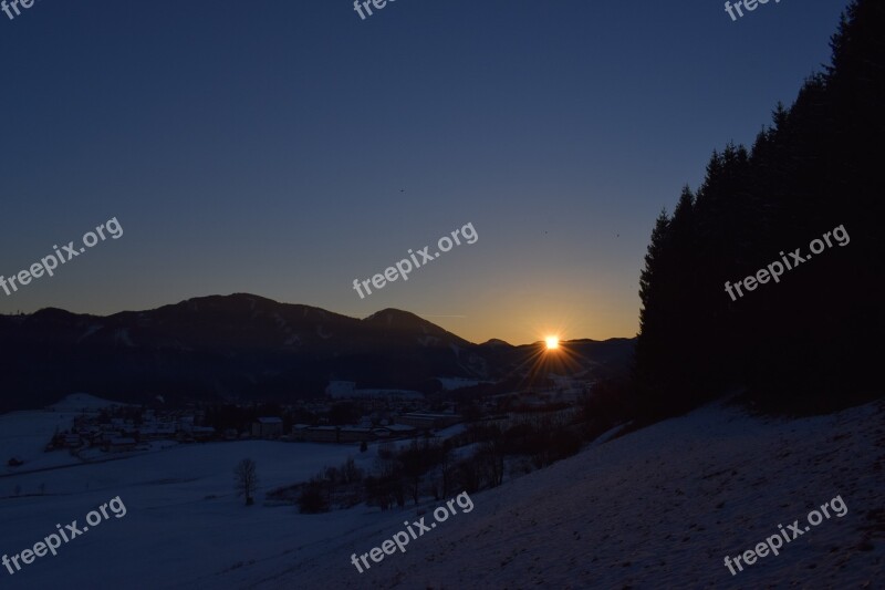 Sunset Evening Evening Sky Abendstimmung Winter