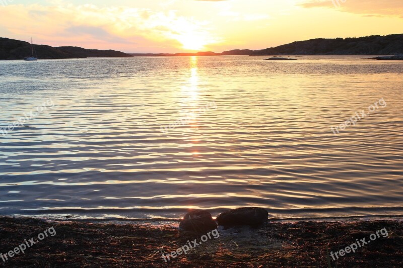 Sunset The West Coast Sea Water Sweden