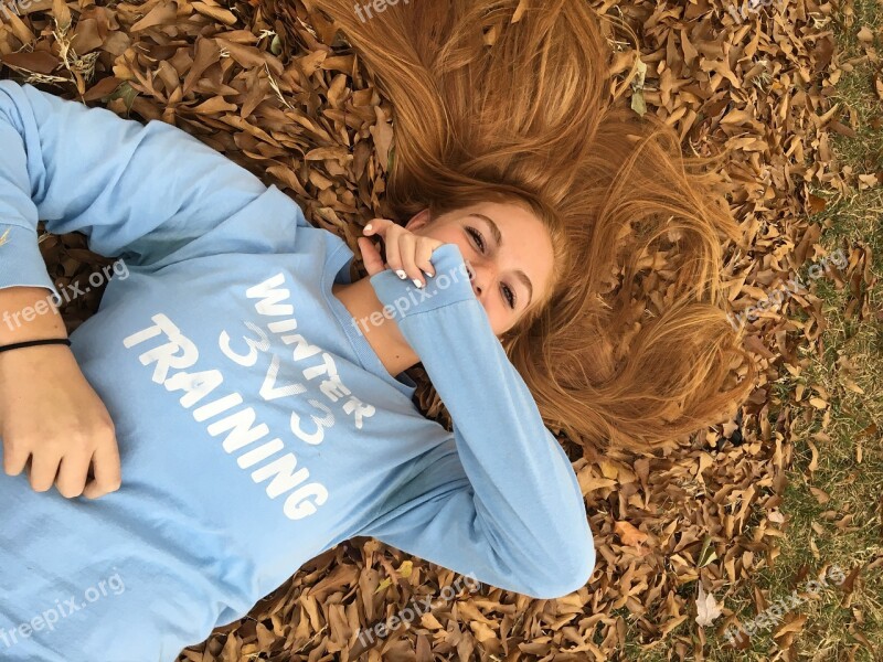 Fall Leaves Girl In Leaves Colorful Laughing