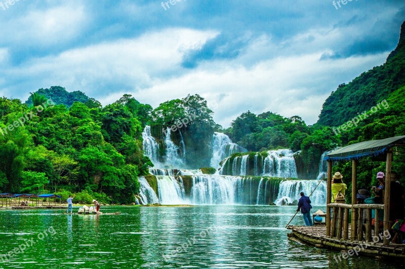 Detian Waterfall Water Flow Green Free Photos