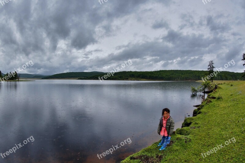 Little Girl Lake Khuvsgul Region Mongolia Free Photos