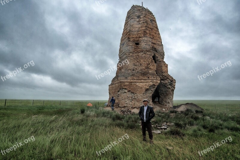 Ruins Herurenbazu Stupa Mongolia Eastern Dornodo Plains About 1000 Years Ago