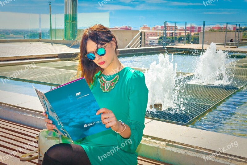 Woman Reading A Magazine Women Good Looking Pretty Dress