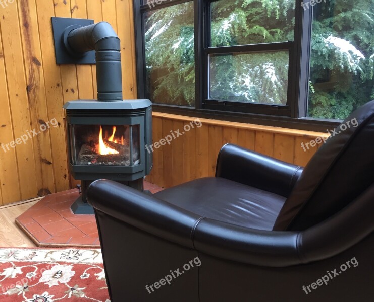 Fireplace Armchair Comfort Window Winter