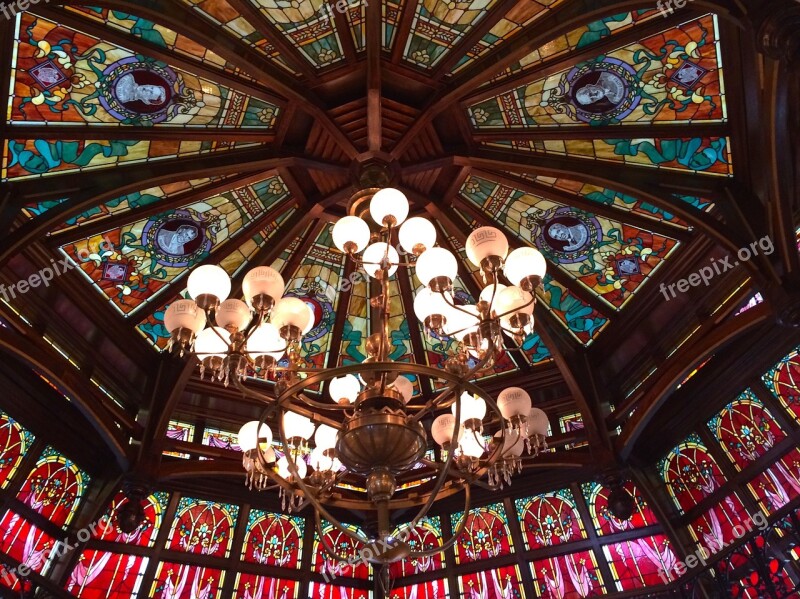 Disneyland Ceiling Stained Glass Chandelier Free Photos