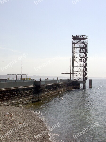 Lake Constance Friedrichshafen Observation Tower Pier Beach