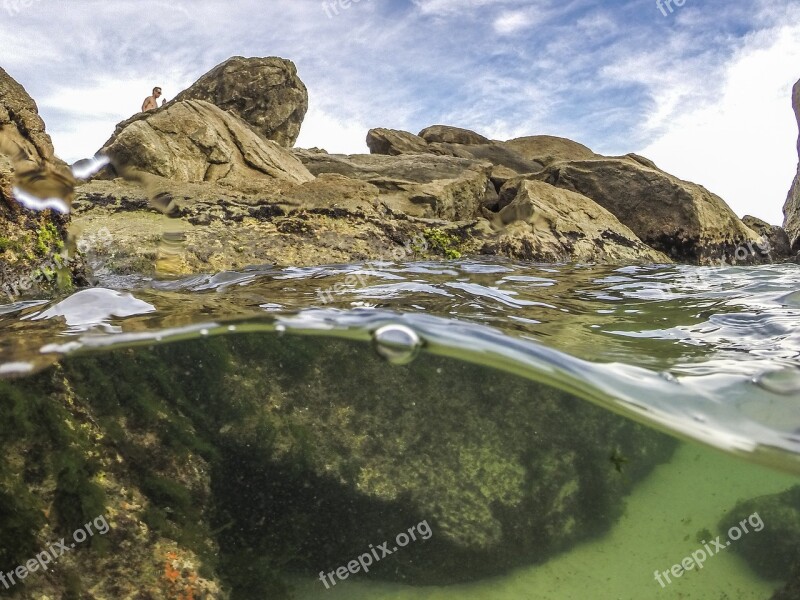 Diving Beach Mar Stone Nature