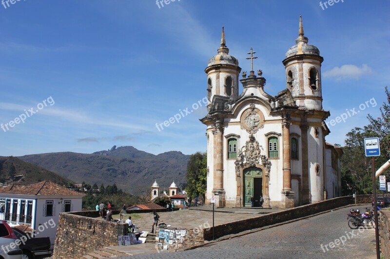 Church Ouro Preto Brazilwood Landscape Travel