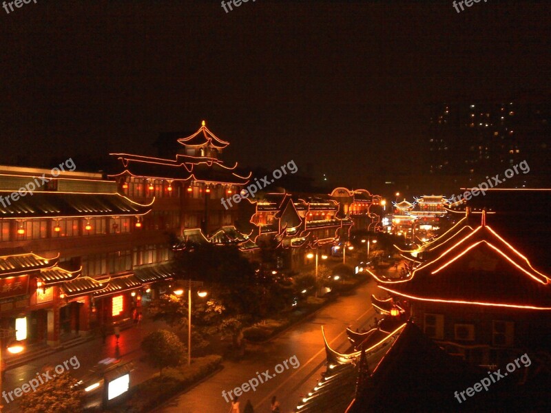 Chengdu House Night View Street Free Photos