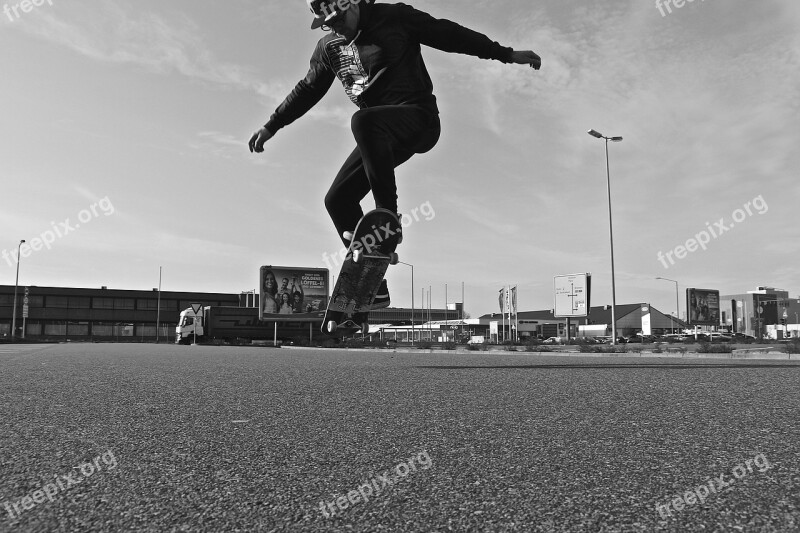 Boy Man Skating Skateboard Tricks