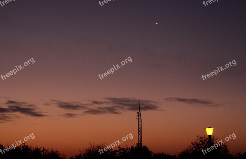 Luna In The Evening Sky Cloud Landscape