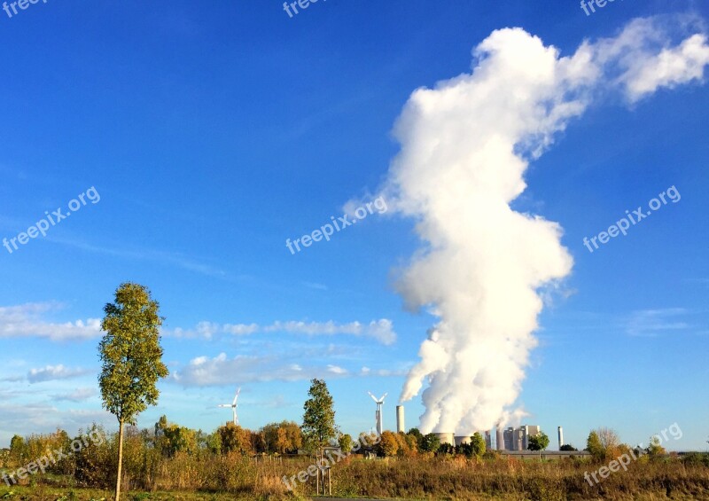 Landscape Nature Coal Fired Power Plant Wind Power Sky