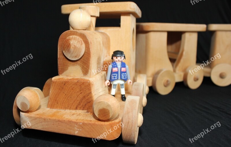 Train Toys Wood Locomotive Children