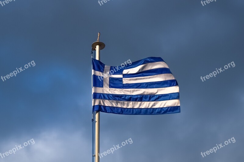 Greece Crisis Greek Flag Nation Europe