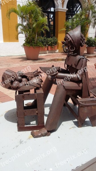 Iron Statue Greengrocer Cartagena Colombia Free Photos