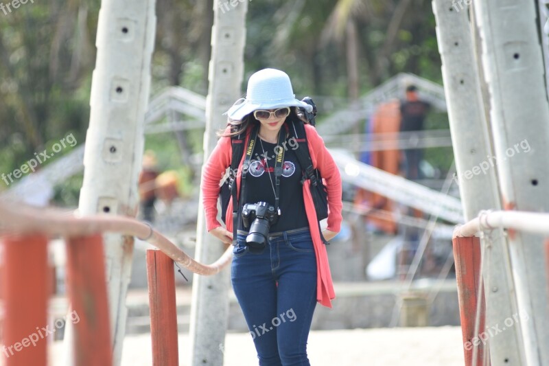 Girl With Camera The Hat Dear Free Photos