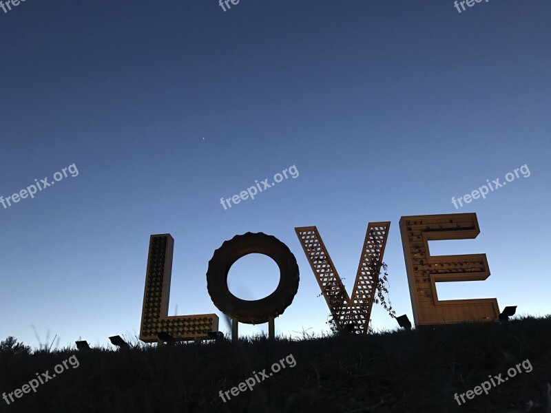 Airlie Center Love Sign Virginia Twilight