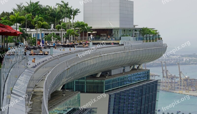 Marina Bay Sands Hotel Swimming Pool View Architecture Pool