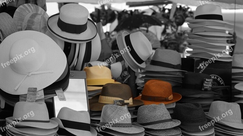 Hats Sales Stand Market Stall Panama Hat Color Key