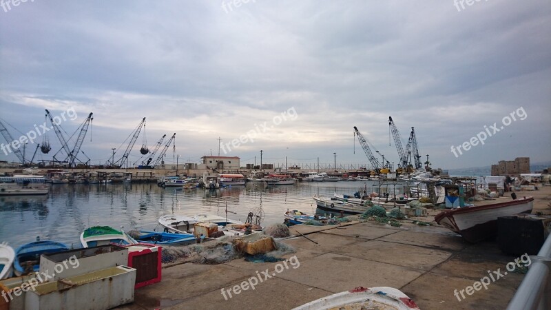 Port Boats Ancient Lebanon Lebanese