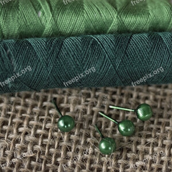 Green Threads Sewing Needle Textile