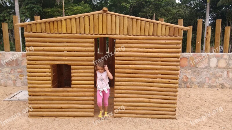 Child Girl Little House Wooden House Childish