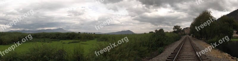 Way Of Train Landscape Panoramic Horizon People