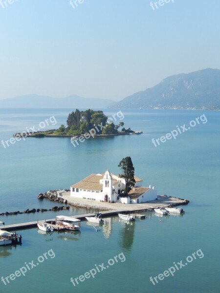 Corfu Island Greece Sea Monastery