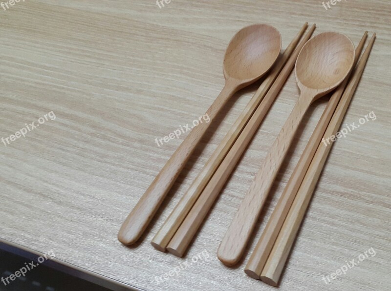 Spoon Chopsticks Spoons Oriental Wood