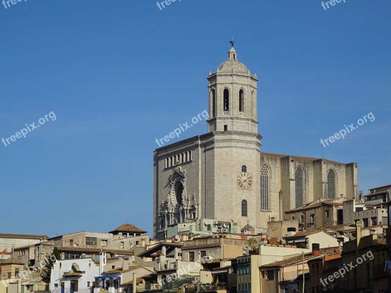 Cathedral Catalonia Building Architecture Gerona